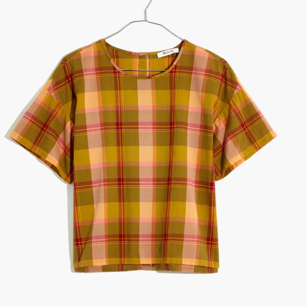 Madewell Boxy Button-Back Top In Plaid, Madras Sp… - image 3